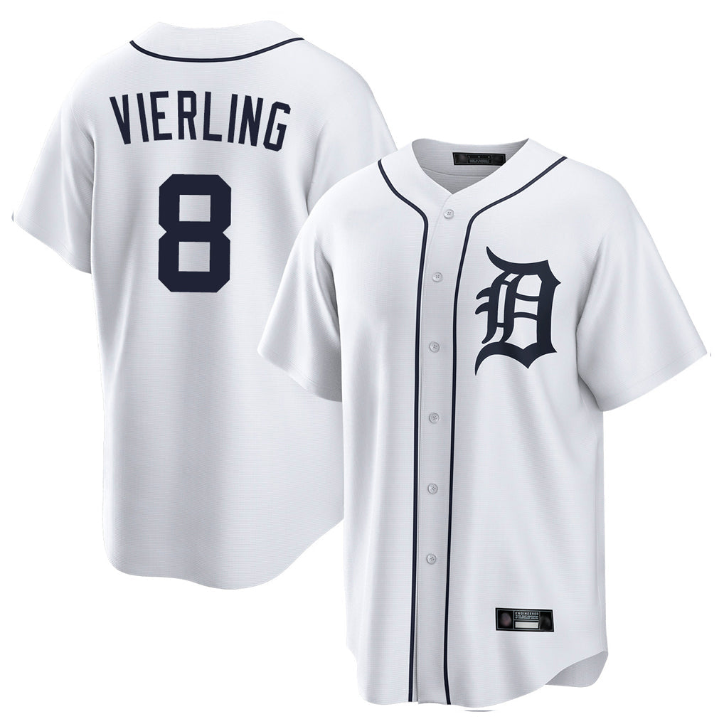 Lashops D.Tigers #8 Matt Vierling Player White Home Game Stitched Jerseys