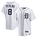 Lashops D.Tigers #8 Matt Vierling Player White Home Game Stitched Jerseys