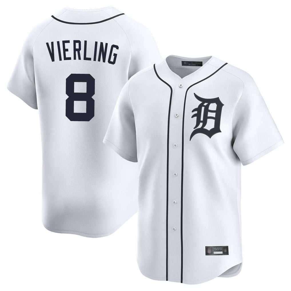 Lashops D.Tigers #8 Matt Vierling Player White Home Limited Stitched Jerseys