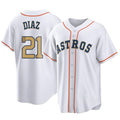 Lashops H.Astros #21 Yainer Diaz Player Gold Collection Game Home Stitched Jerseys