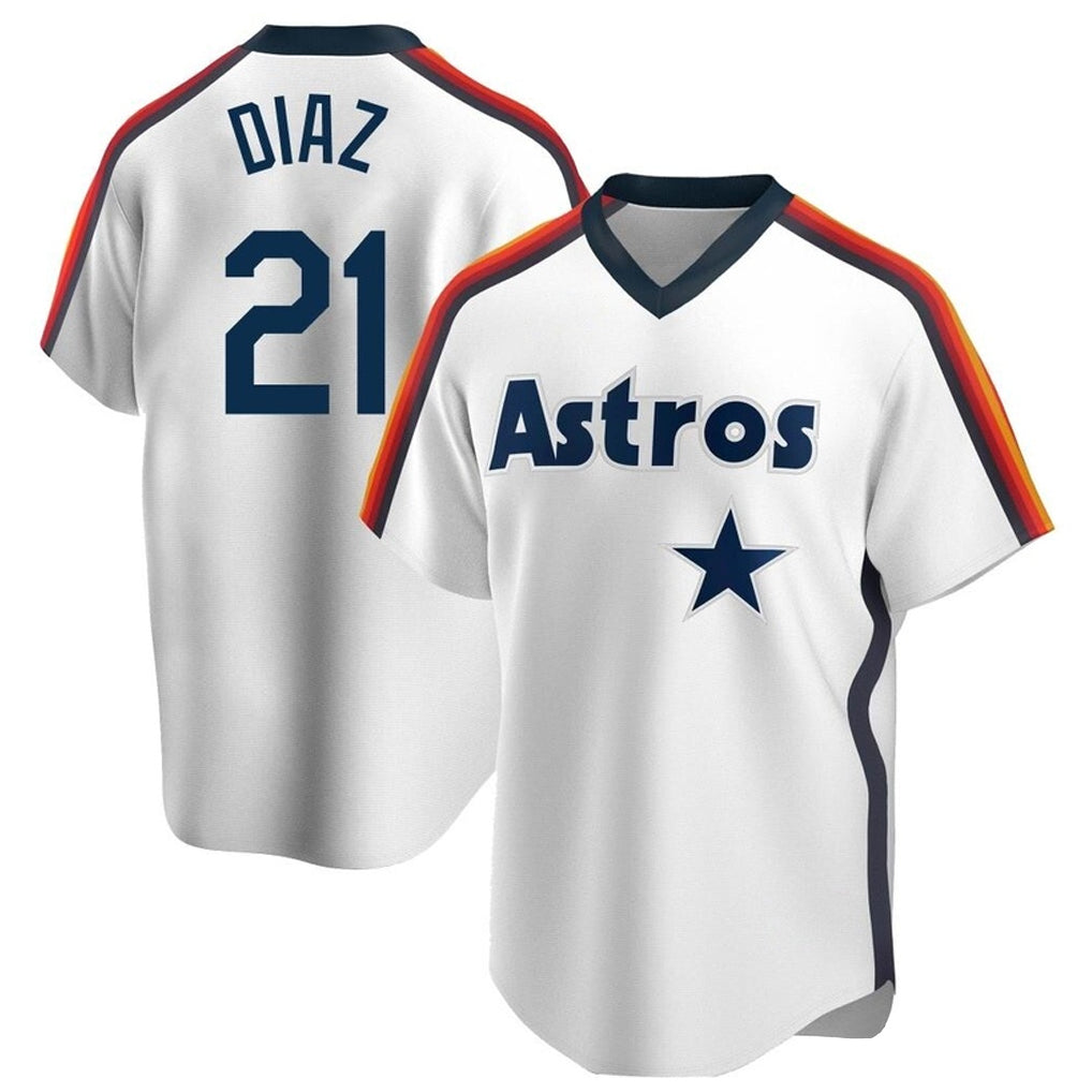 Lashops H.Astros #21 Yainer Diaz Player White Cooperstown Collection T-shirt Stitched Jerseys