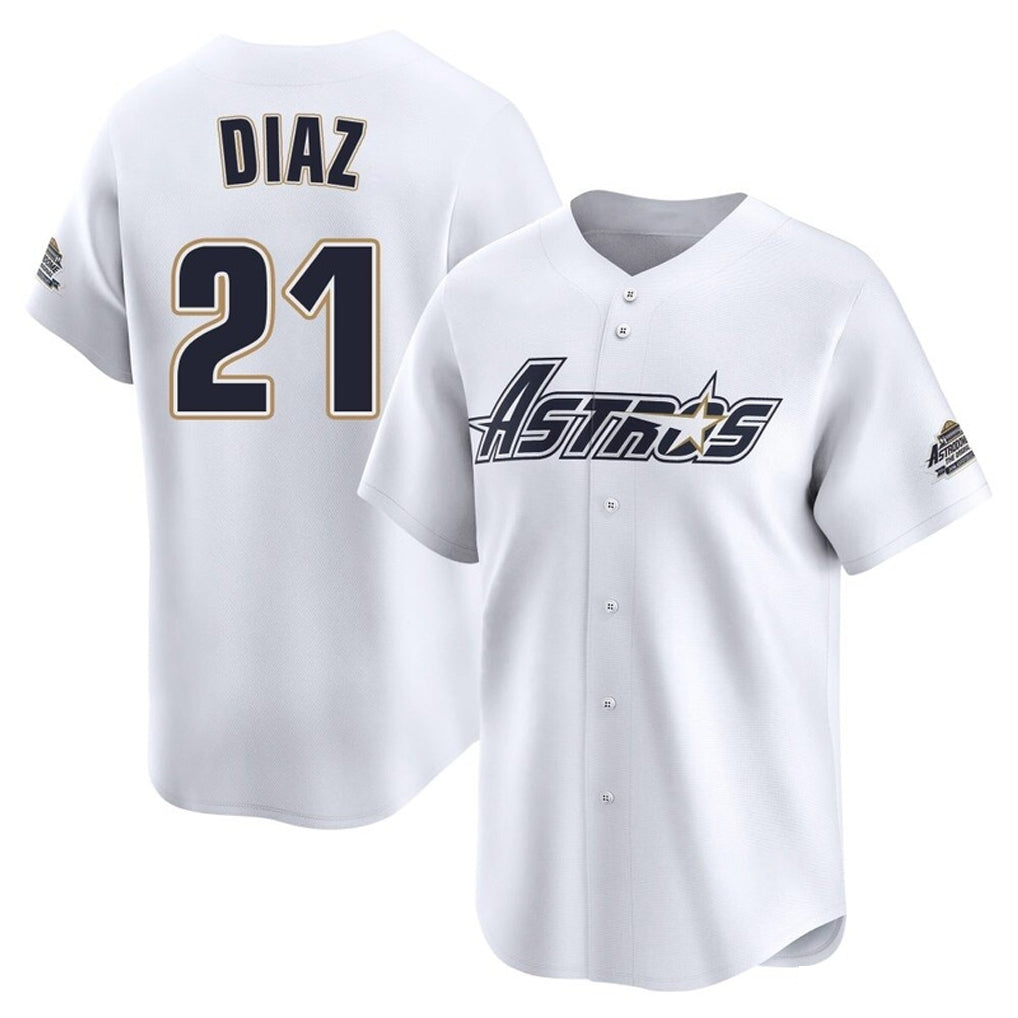 Lashops H.Astros #21 Yainer Diaz Player White Throwback Cooperstown Collection Limited Stitched Jerseys