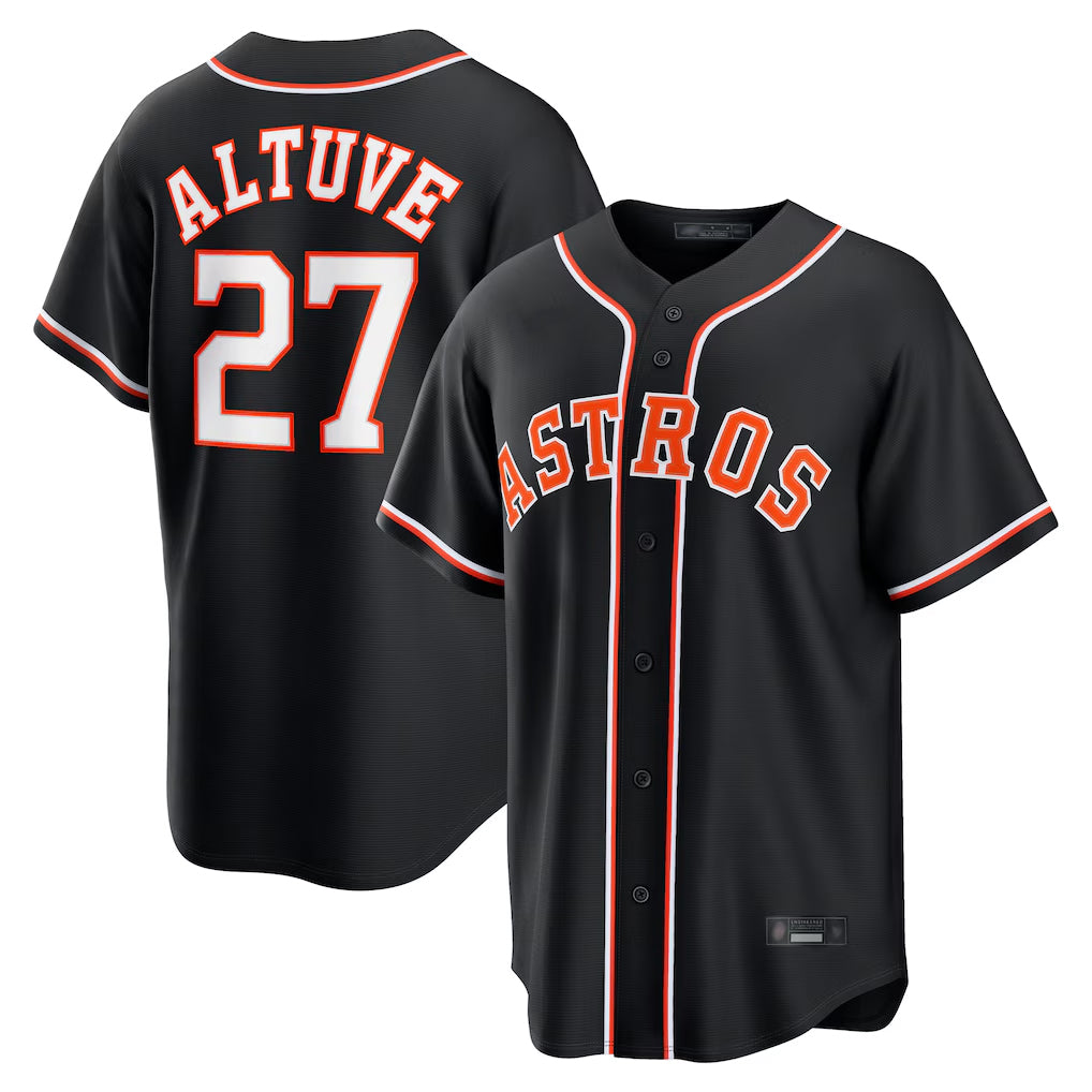 Lashops H.Astros #27 Jose Altuve Player Black Fashion Out Home Game Stitched Jerseys