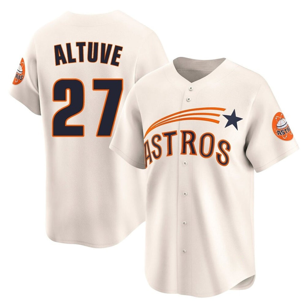 Lashops H.Astros #27 Jose Altuve Player Cream Throwback Cooperstown Collection Limited Stitched Jerseys