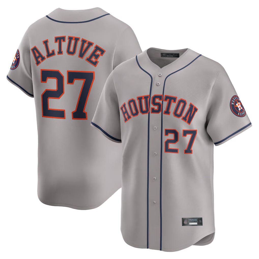 Lashops H.Astros #27 Jose Altuve Player Gray Home Limited Stitched Jerseys