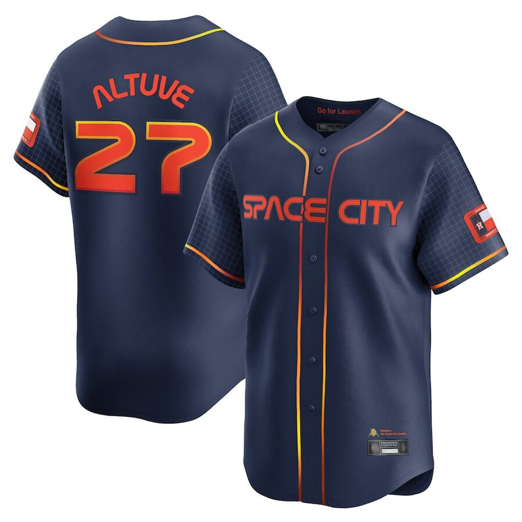 Lashops H.Astros #27 Jose Altuve Player Navy City Connect Limited Home Stitched Jerseys