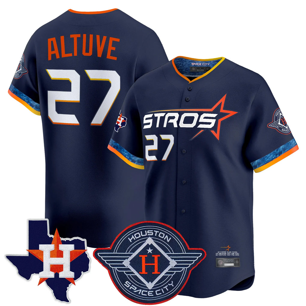 Lashops H.Astros #27 Jose Altuve Player Navy City Connect Texas Patch Vapor Premier Limited Home Stitched Jerseys