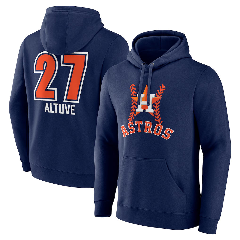 Lashops H.Astros #27 Jose Altuve Player Navy Pullover Hoodie Stitched Jerseys