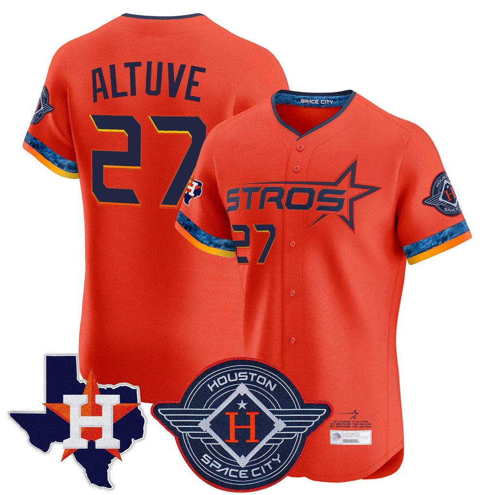 Lashops H.Astros #27 Jose Altuve Player Orange City Connect Texas Patch Vapor Premier Limited Elite Home Stitched Jerseys