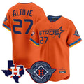 Lashops H.Astros #27 Jose Altuve Player Orange City Connect Texas Patch Vapor Premier Limited Home Stitched Jerseys