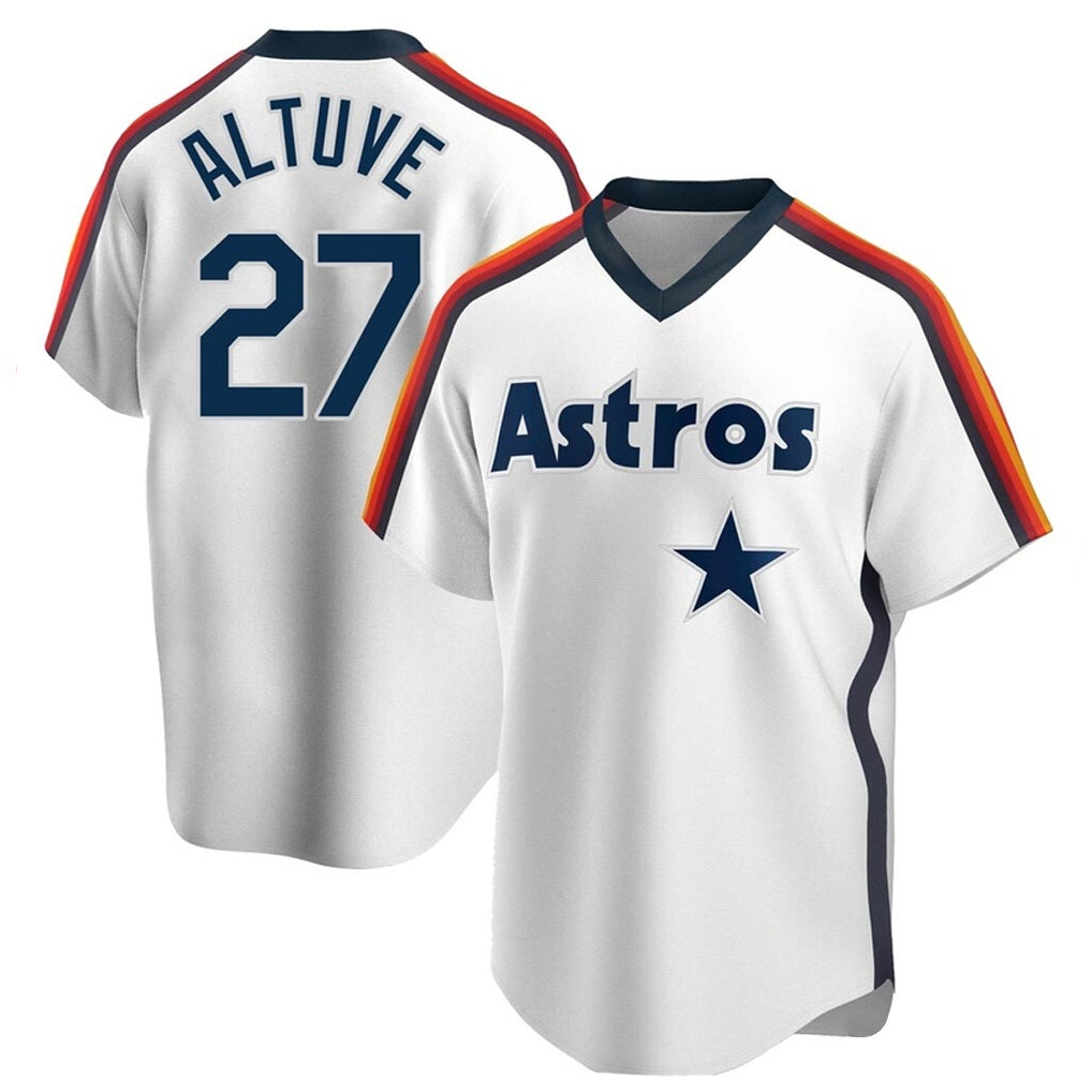 Lashops H.Astros #27 Jose Altuve Player White Cooperstown Collection T-shirt Stitched Jerseys