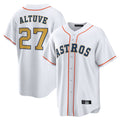 Lashops H.Astros #27 Jose Altuve Player White Gold Collection Game Home Stitched Jerseys