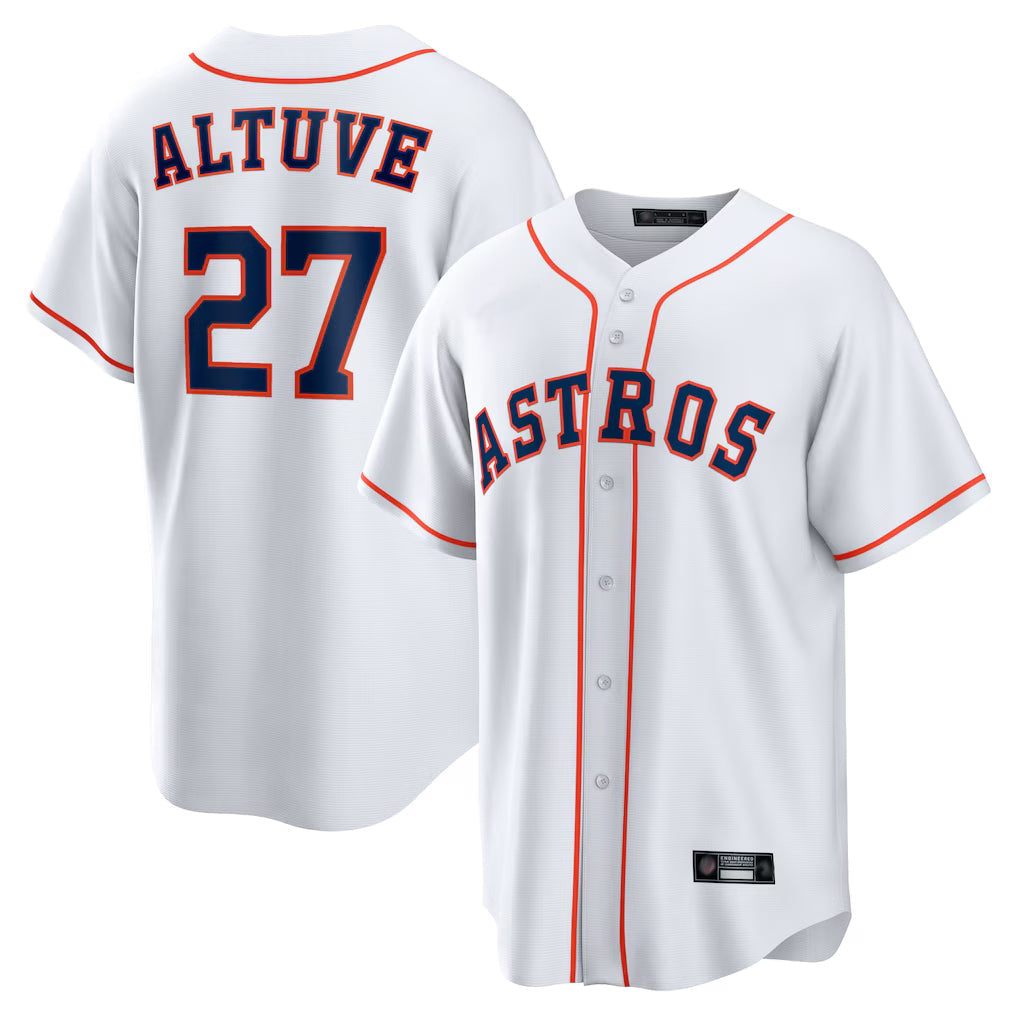 Lashops H.Astros #27 Jose Altuve Player White Home Game Stitched Jerseys