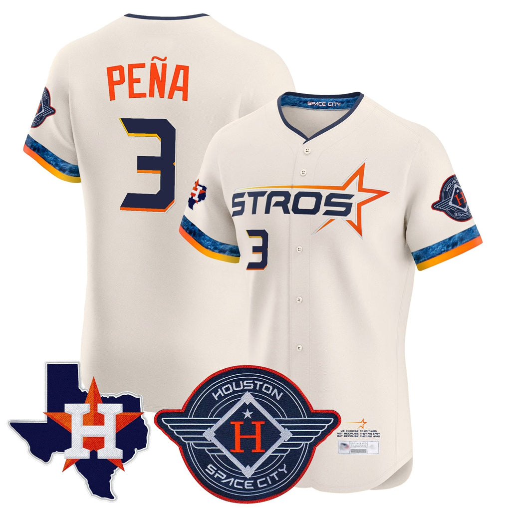 Lashops H.Astros #3 Jeremy Pe?a Player Cream City Connect Texas Patch Vapor Premier Limited Elite Home Stitched Jerseys
