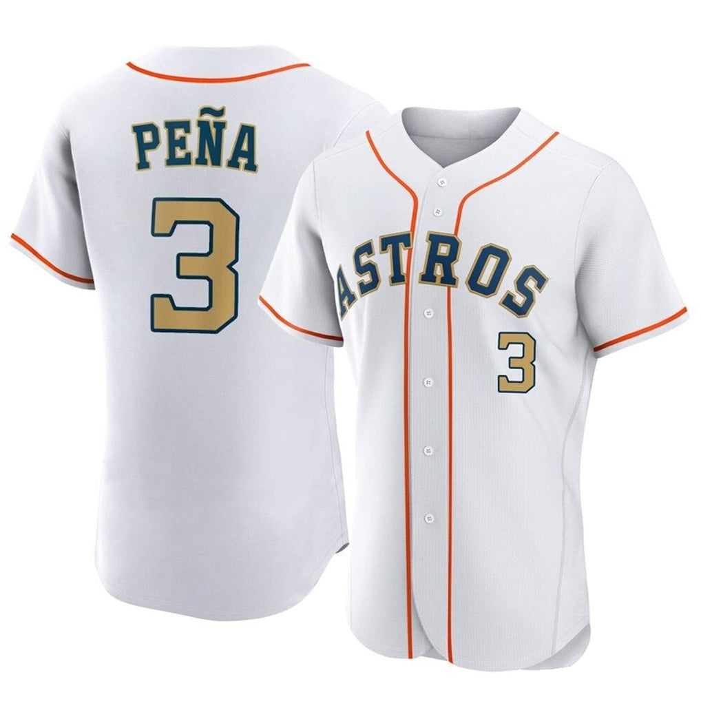 Lashops H.Astros #3 Jeremy Pe?a Player Gold Collection Limited Elite Home Stitched Jerseys