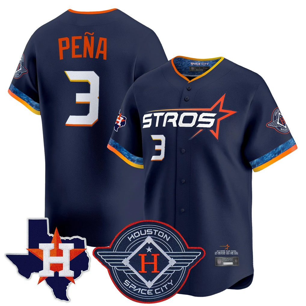Lashops H.Astros #3 Jeremy Pe?a Player Navy City Connect Texas Patch Vapor Premier Limited Home Stitched Jerseys