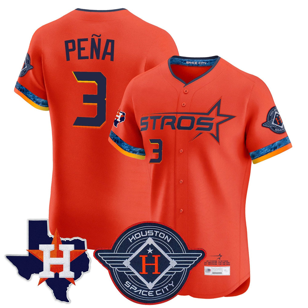 Lashops H.Astros #3 Jeremy Pe?a Player Orange City Connect Texas Patch Vapor Premier Limited Elite Home Stitched Jerseys