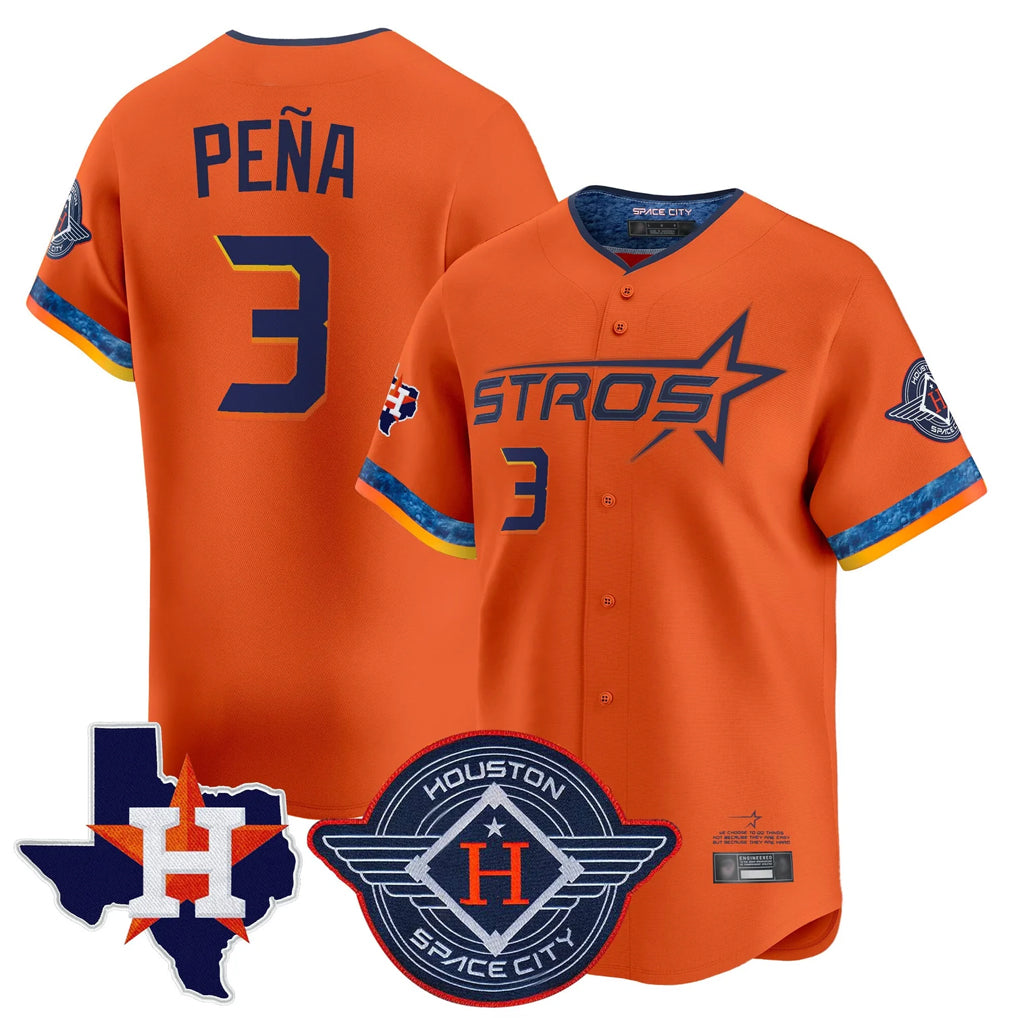 Lashops H.Astros #3 Jeremy Pe?a Player Orange City Connect Texas Patch Vapor Premier Limited Home Stitched Jerseys