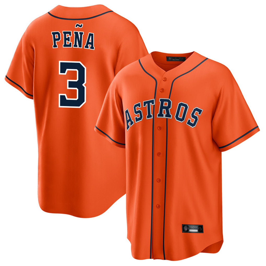 Lashops H.Astros #3 Jeremy Pe?a Player Orange Home Game Stitched Jerseys