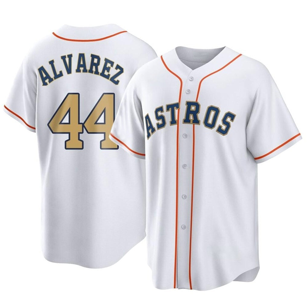 Lashops H.Astros #44 Yordan Alvarez Player Gold Collection Game Home Stitched Jerseys