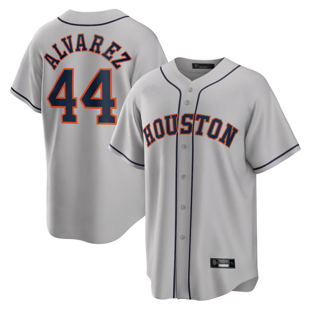 Lashops H.Astros #44 Yordan Alvarez Player Gray Home Game Stitched Jerseys