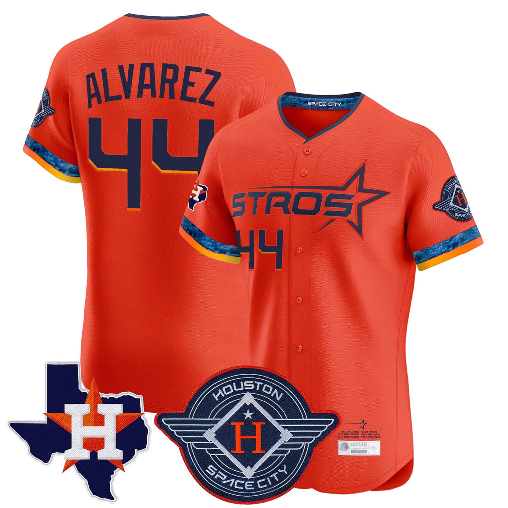 Lashops H.Astros #44 Yordan Alvarez Player Orange City Connect Texas Patch Vapor Premier Limited Elite Home Stitched Jerseys
