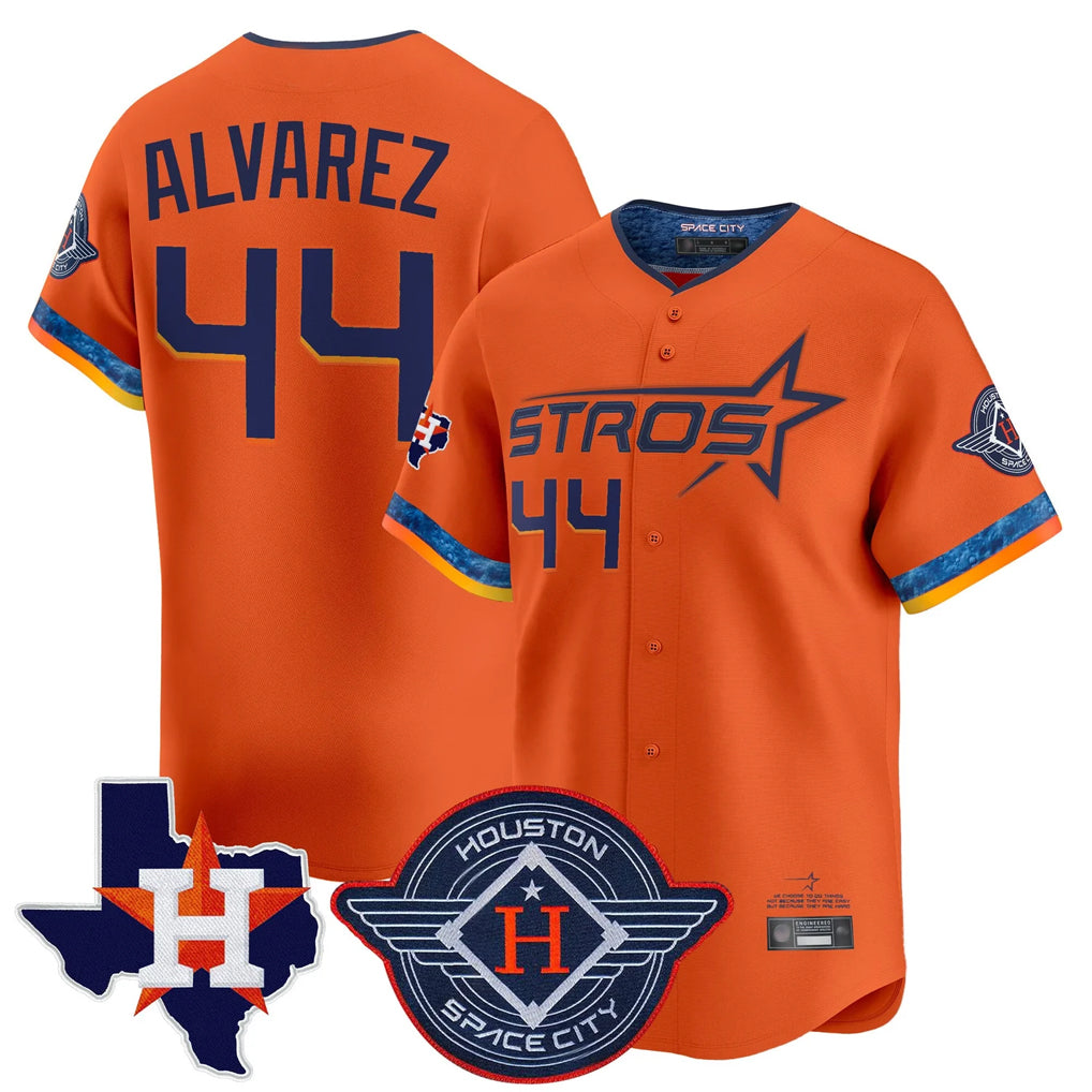 Lashops H.Astros #44 Yordan Alvarez Player Orange City Connect Texas Patch Vapor Premier Limited Home Stitched Jerseys