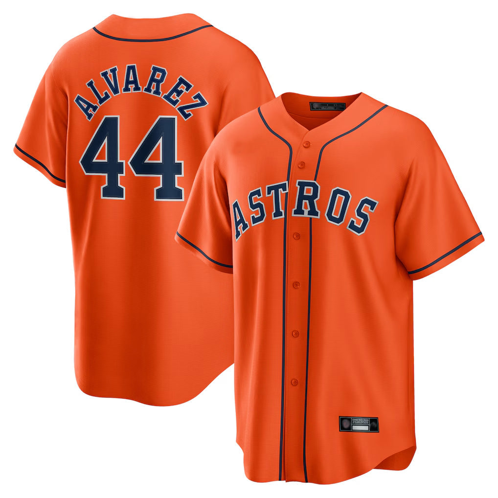 Lashops H.Astros #44 Yordan Alvarez Player Orange Home Game Stitched Jerseys