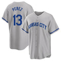 Lashops KC.Royals #13 Salvador Perez Player Gray Game Home Stitched Jerseys