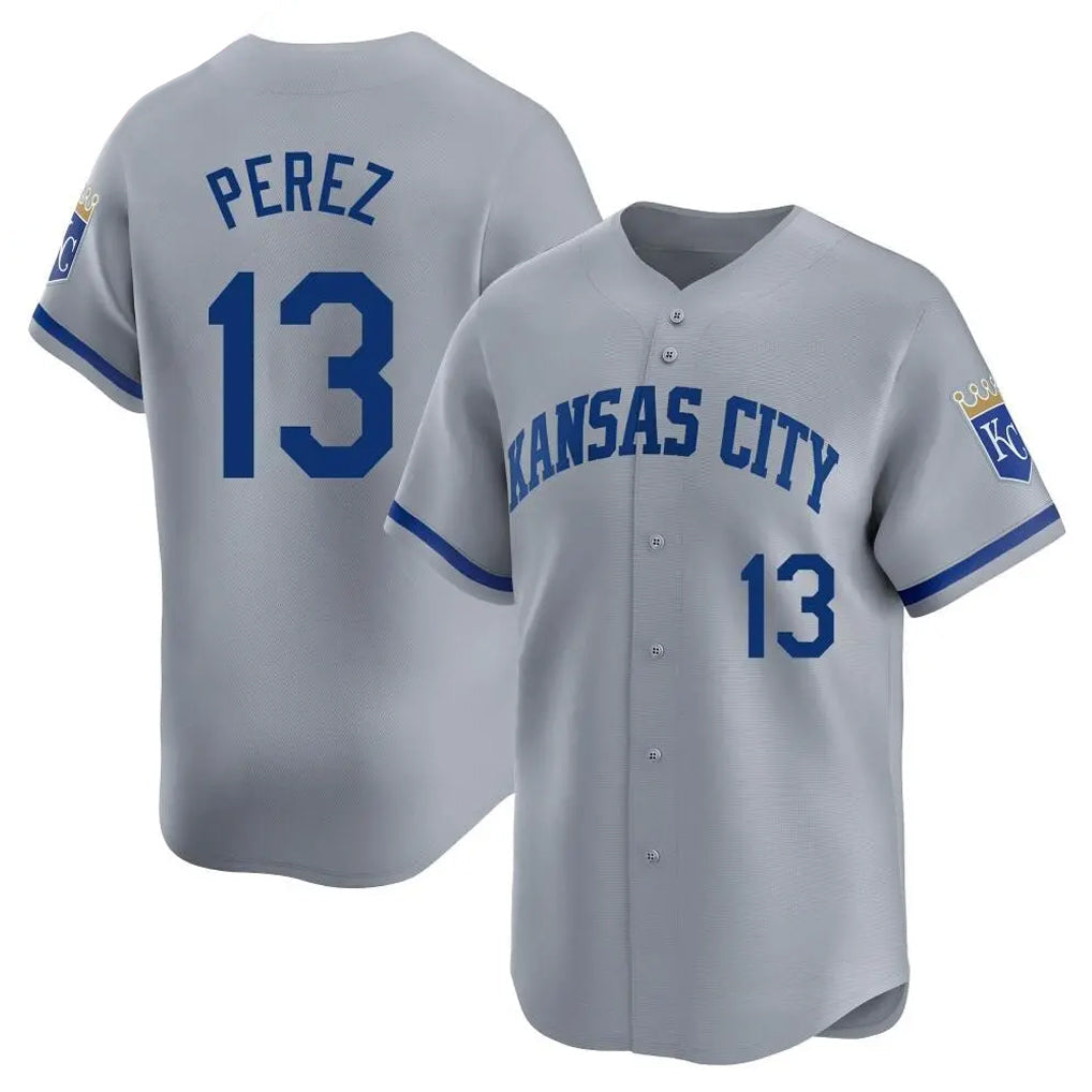 Lashops KC.Royals #13 Salvador Perez Player Gray Limited Home Stitched Jerseys