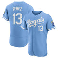 Lashops KC.Royals #13 Salvador Perez Player Light Blue Alt Limited Elite Home Stitched Jerseys