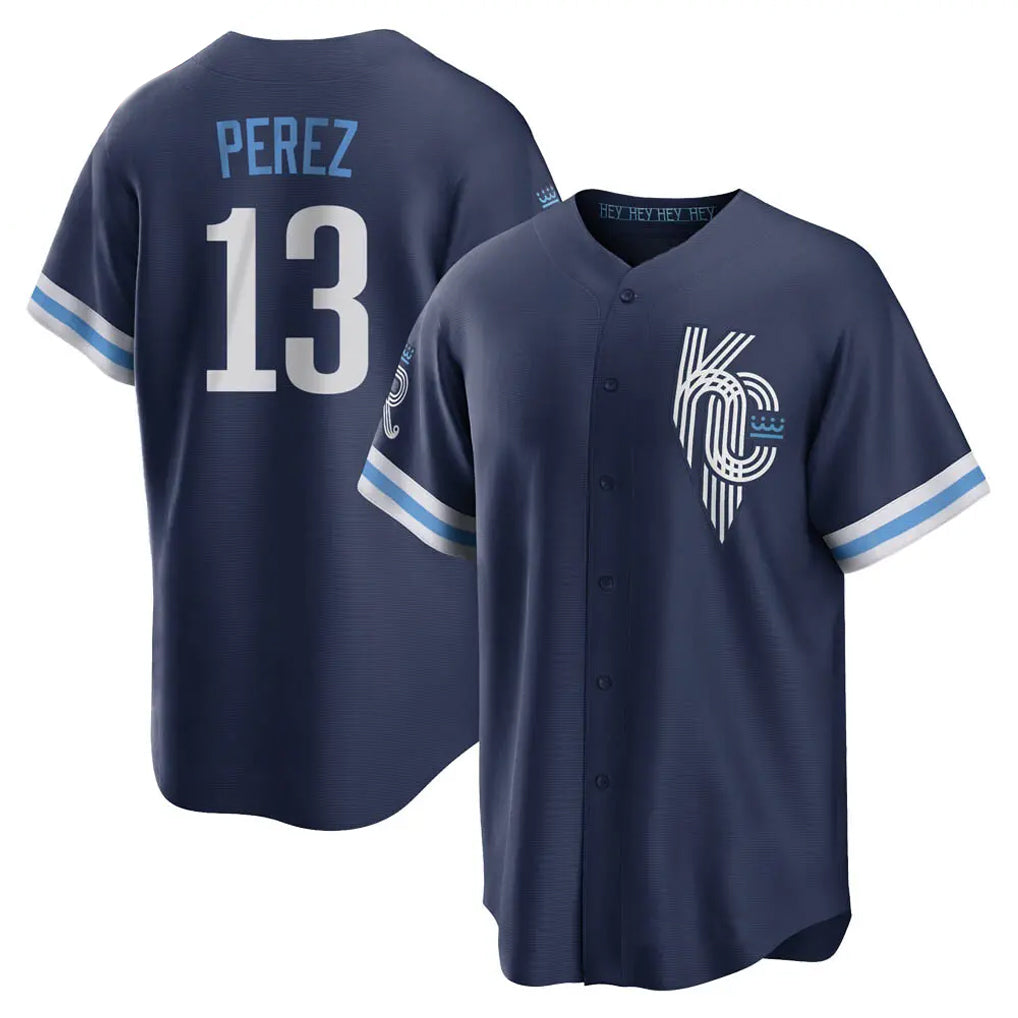 Lashops KC.Royals #13 Salvador Perez Player Navy City Connect Home Game Stitched Jerseys