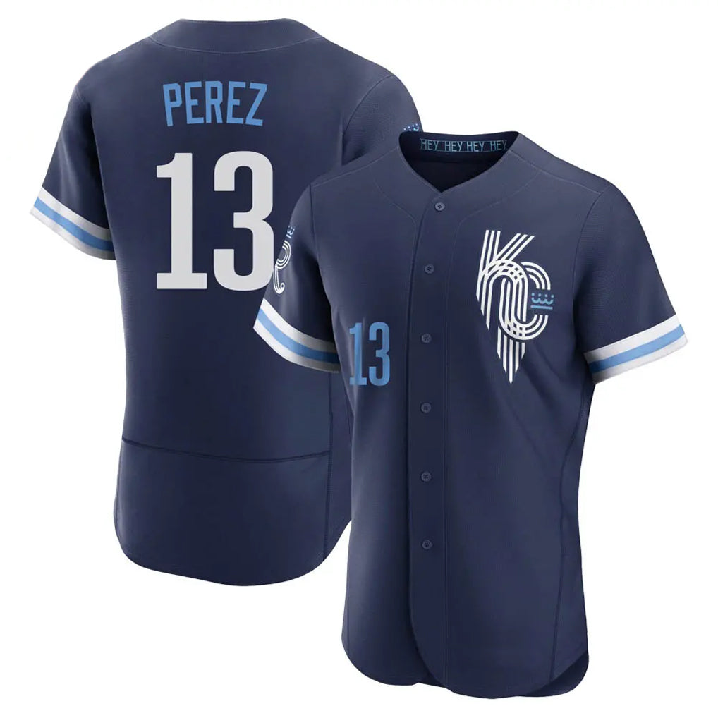 Lashops KC.Royals #13 Salvador Perez Player Navy City Connect Limited Elite Home Stitched Jerseys