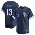Lashops KC.Royals #13 Salvador Perez Player Navy City Connect Limited Home Stitched Jerseys