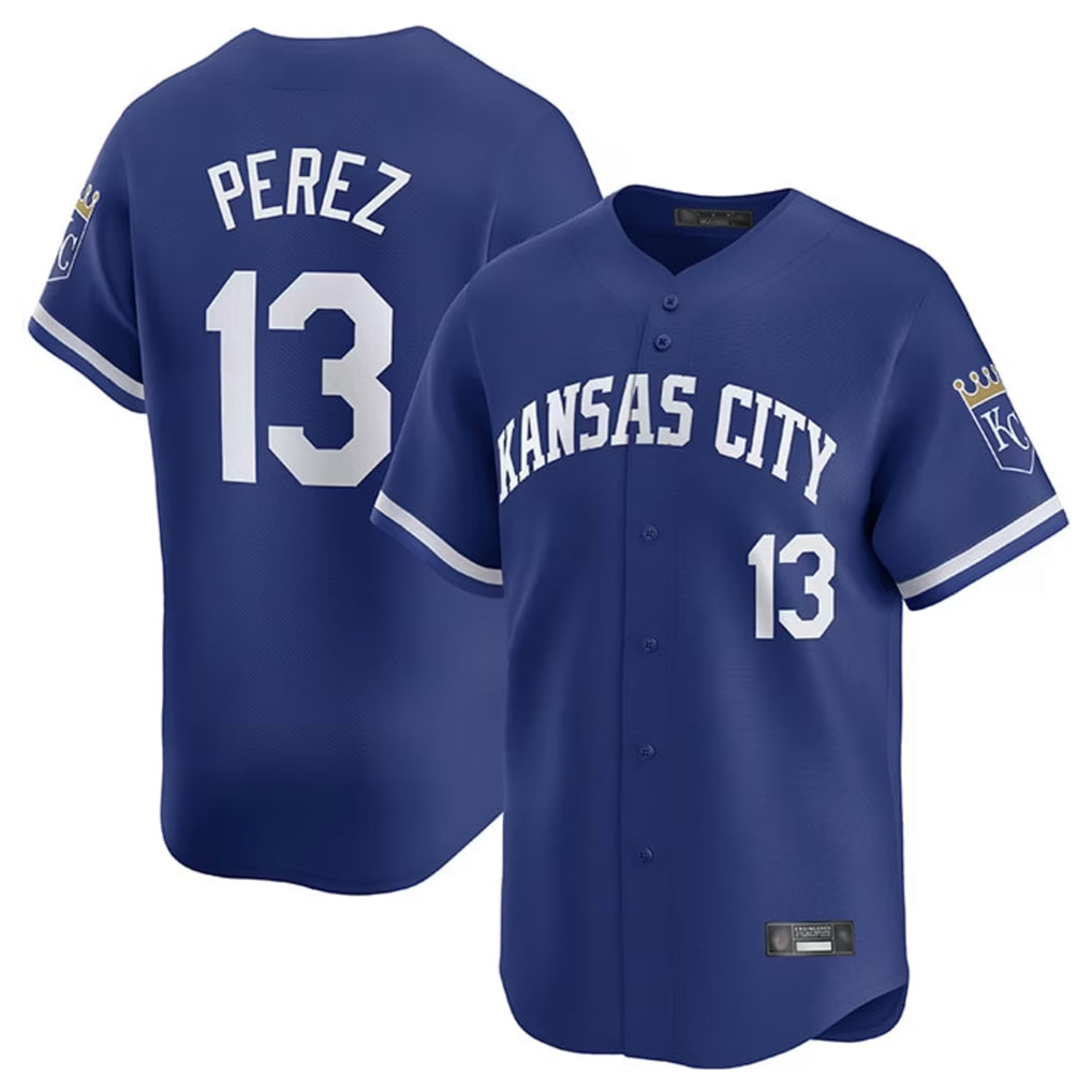 Lashops KC.Royals #13 Salvador Perez Player Royal Limited Home Stitched Jerseys