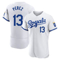 Lashops KC.Royals #13 Salvador Perez Player White Limited Elite Home Game Stitched Jerseys