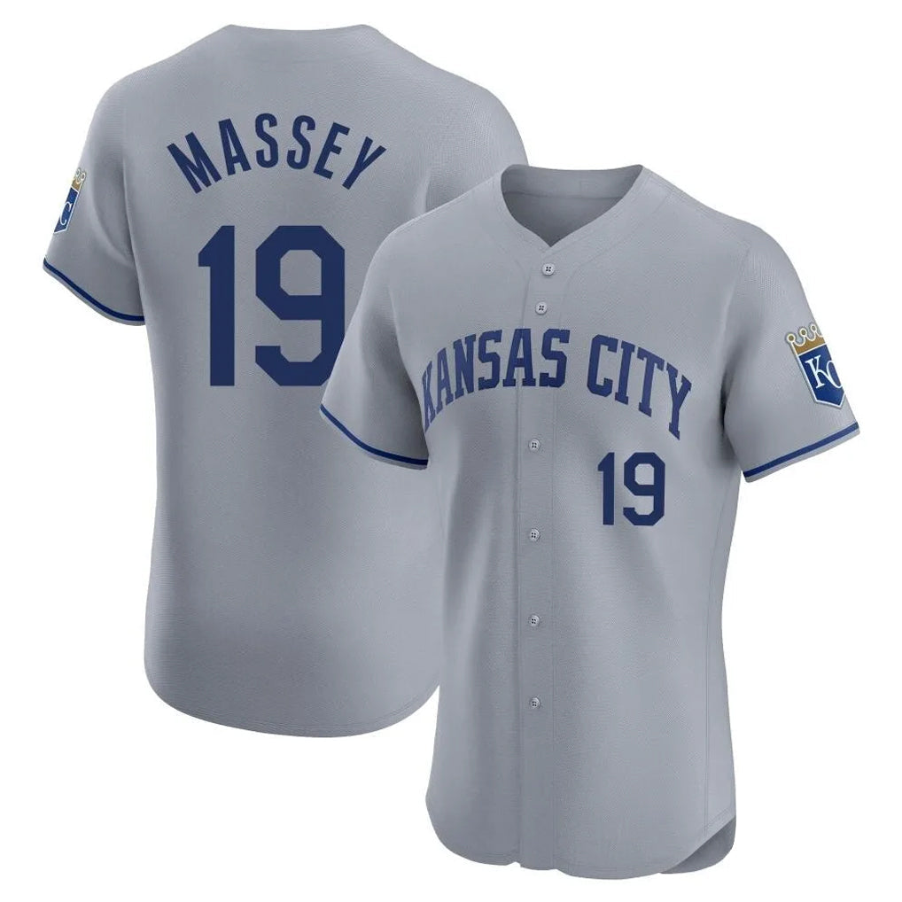 Lashops KC.Royals #19 Michael Massey Player Gray Limited Elite Home Stitched Jerseys