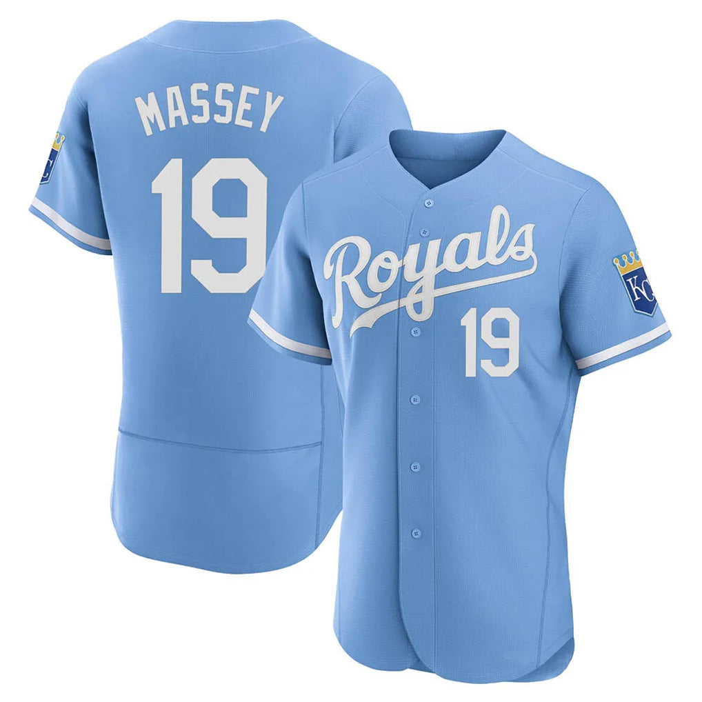 Lashops KC.Royals #19 Michael Massey Player Light Blue Alt Limited Elite Home Stitched Jerseys