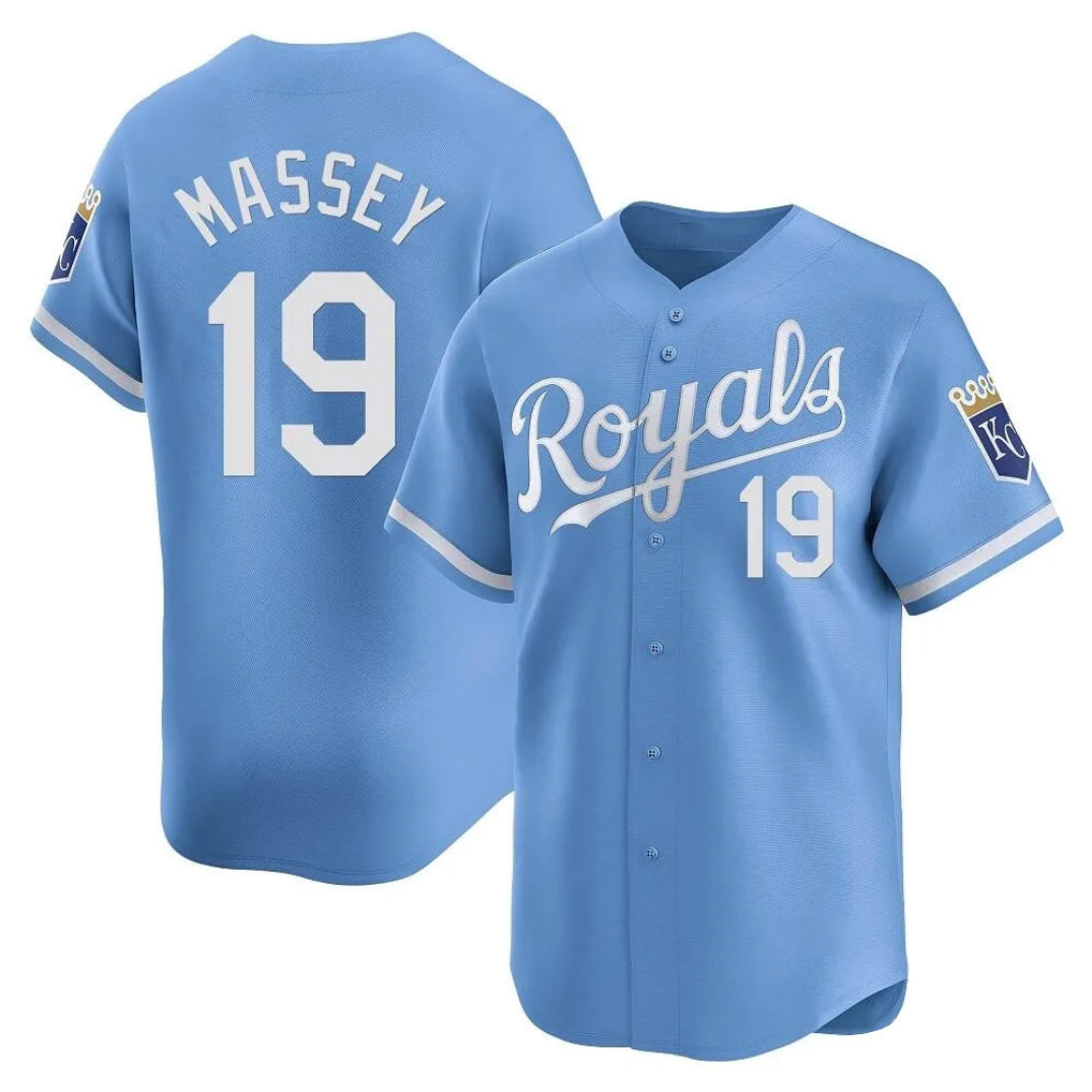 Lashops KC.Royals #19 Michael Massey Player Light Blue Alt Limited Home Stitched Jerseys