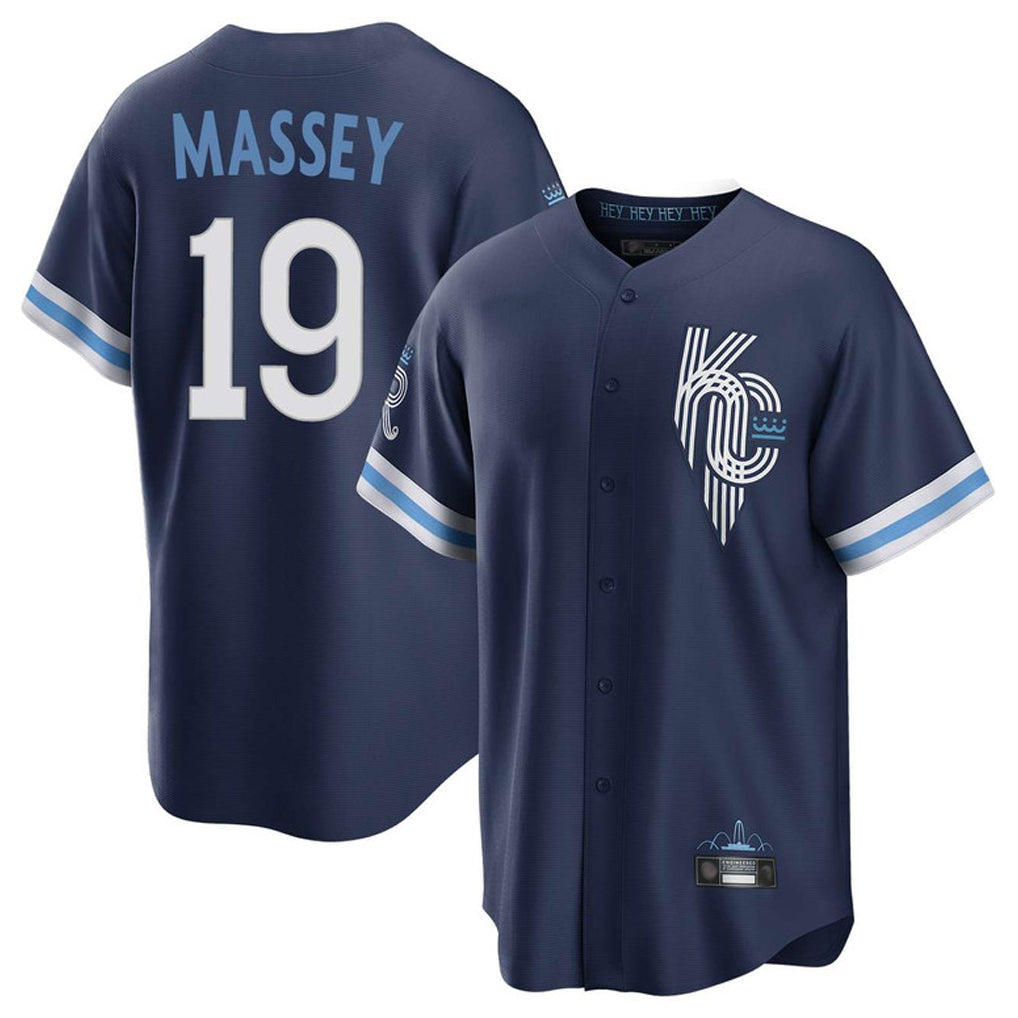 Lashops KC.Royals #19 Michael Massey Player Navy City Connect Home Game Stitched Jerseys