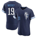 Lashops KC.Royals #19 Michael Massey Player Navy City Connect Limited Elite Home Stitched Jerseys