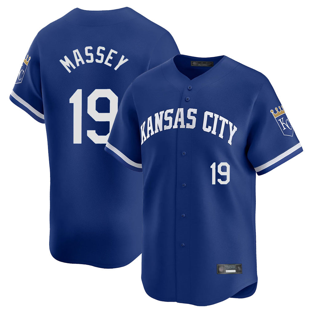 Lashops KC.Royals #19 Michael Massey Player Royal Limited Home Stitched Jerseys