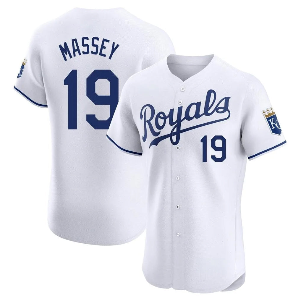 Lashops KC.Royals #19 Michael Massey Player White Alt Limited Elite Home Stitched Jerseys