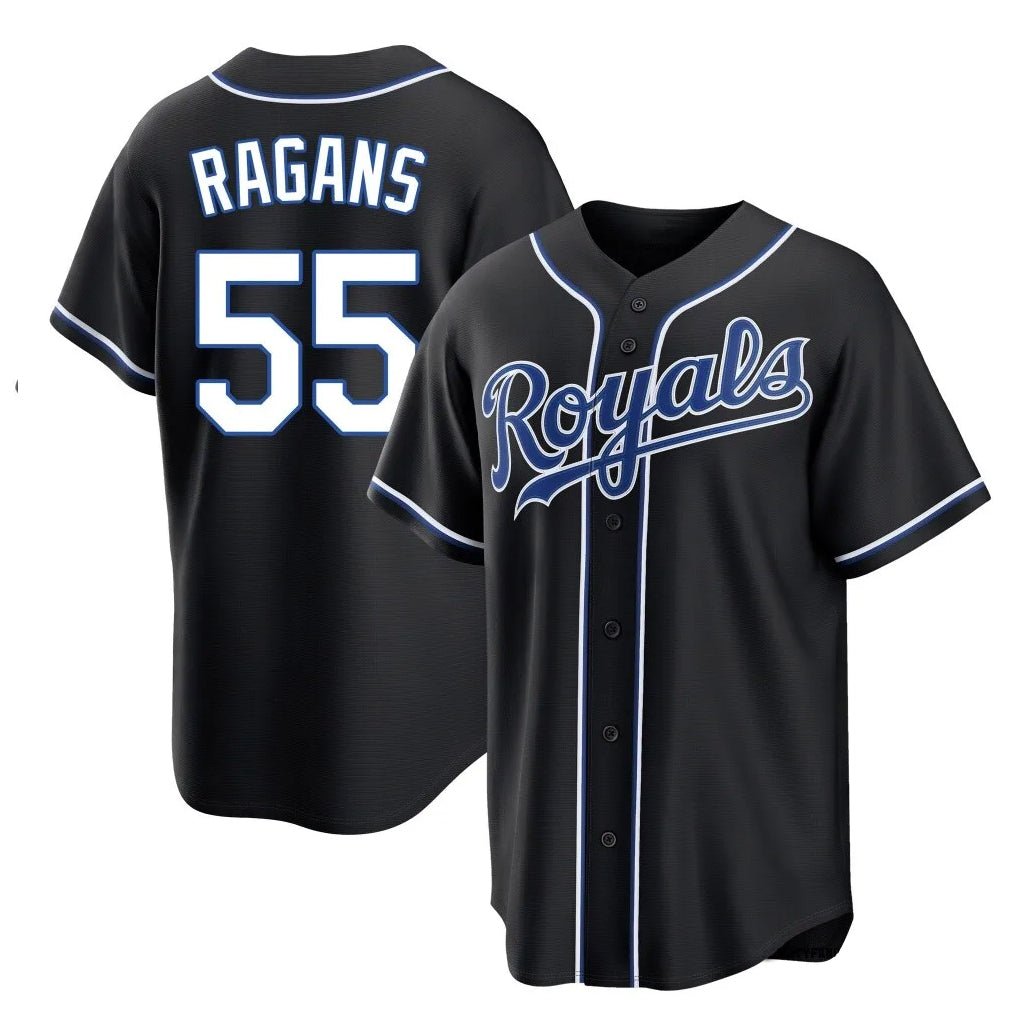 Lashops KC.Royals #55 Cole Ragans Player Black Carbon Fashion Home Game Stitched Jerseys