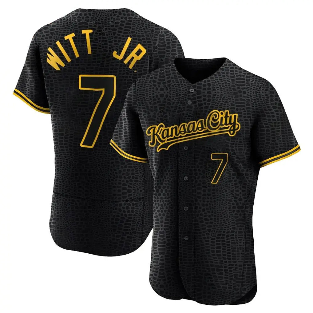 Lashops KC.Royals #7 Bobby Witt Jr. Player Black Snake Skin City Limited Elite Stitched Jerseys