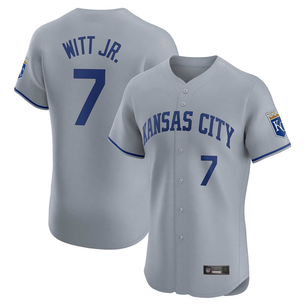 Lashops KC.Royals #7 Bobby Witt Jr. Player Gray Limited Elite Home Stitched Jerseys