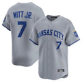 Lashops KC.Royals #7 Bobby Witt Jr. Player Gray Limited Home Stitched Jerseys