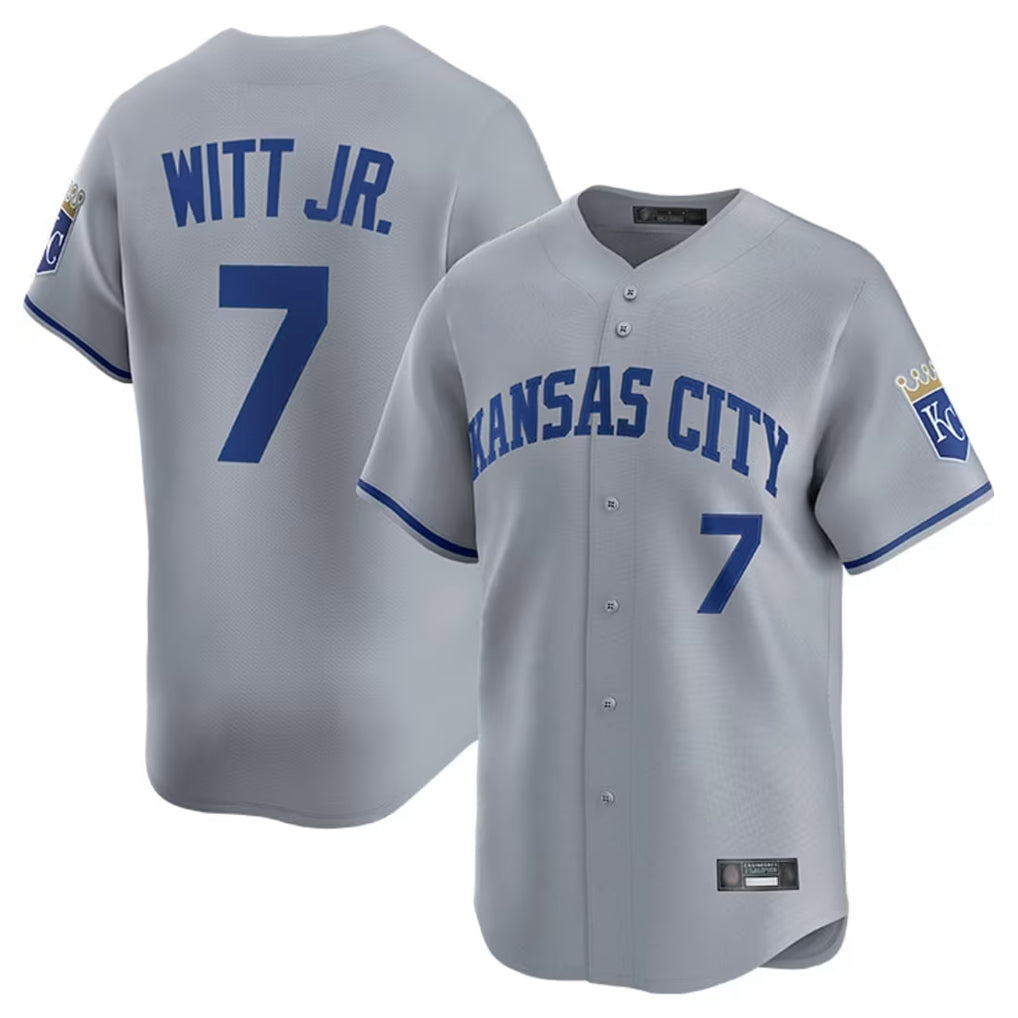 Lashops KC.Royals #7 Bobby Witt Jr. Player Gray Limited Home Stitched Jerseys