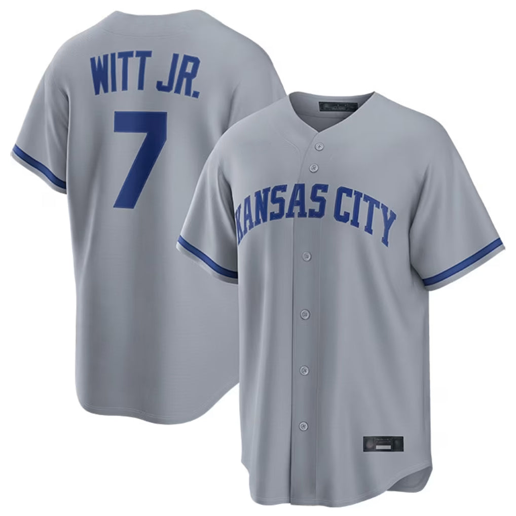Lashops KC.Royals #7 Bobby Witt Jr. Player Grey Road Game Home Stitched Jerseys