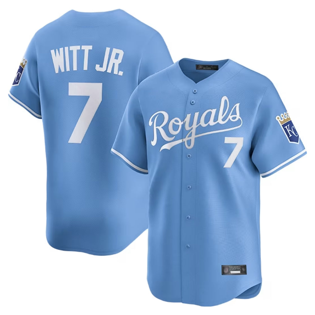 Lashops KC.Royals #7 Bobby Witt Jr. Player Light Blue Alt Limited Home Stitched Jerseys